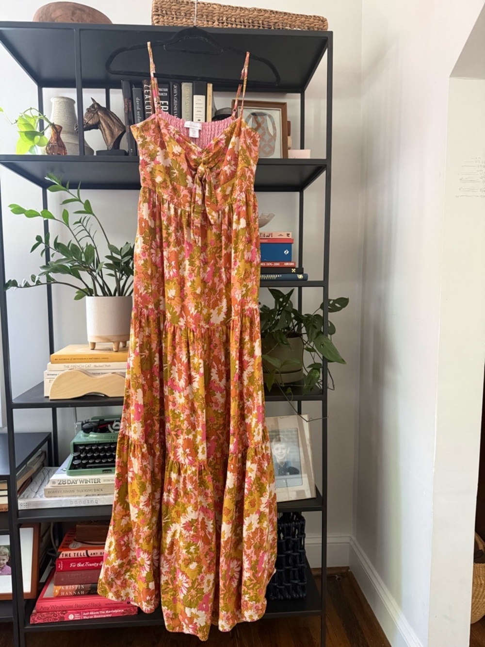 House of Harlow 1960 Floral Tiered Maxi Dress in Pink and Orange